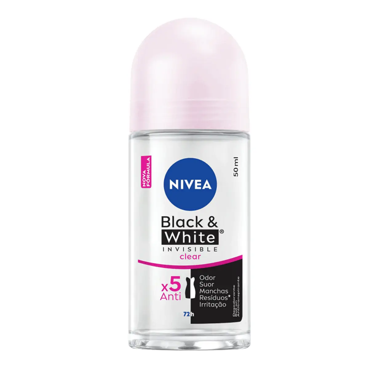 Desodorante Antitranspirante Roll On Nivea Invisible Black & White Clear 50ml