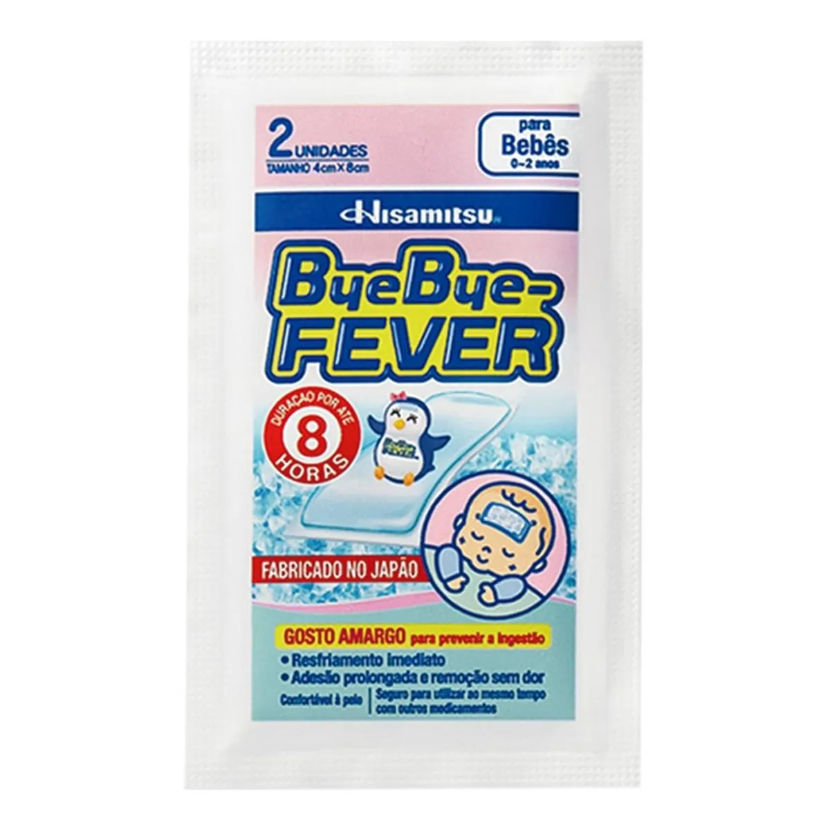 Adesivo para Alívio da Febre Hisamitsu Bye Bye Fever para Bebês 2 Unidades