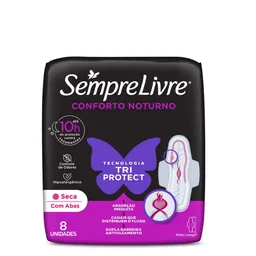 Absorvente Externo Sempre Livre Conforto Noturno Seca 8 Unidades