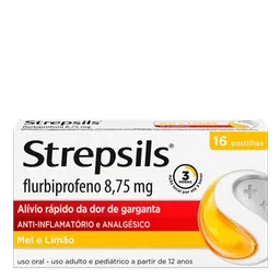 Anti-inflamatório e Analgésico Strepsils 8,75mg 16 Pastilhas Mel e Limão