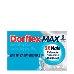 Analgésico, Relaxante Muscular e Antitérmico Dorflex Max 600mg + 70mg + 100mg 8 Comprimidos