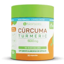 Suplemento Alimentar Cúrcuma Turmeric 600mg Bioroots 30 Cápsulas