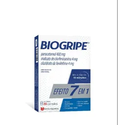 Analgésico, Antigripal, Antitérmico e Descongestionante Biogripe 400mg + 4mg + 4mg 20 Cápsulas Duras