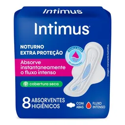 Absorvente Intimus® Noturno Seca C/ Abas 8 Unidades
