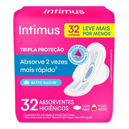 Absorvente Intimus® Tripla Proteção Suave C/Abas 32 Unidades