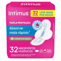 Absorvente Intimus® Tripla Proteção Seca C/Abas 32 Unidades