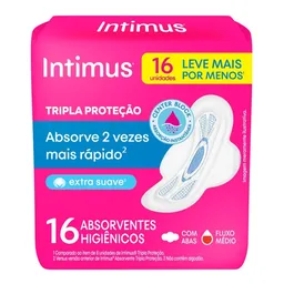 Absorvente Intimus® Tripla Proteção Suave C/Abas 16 Unidades