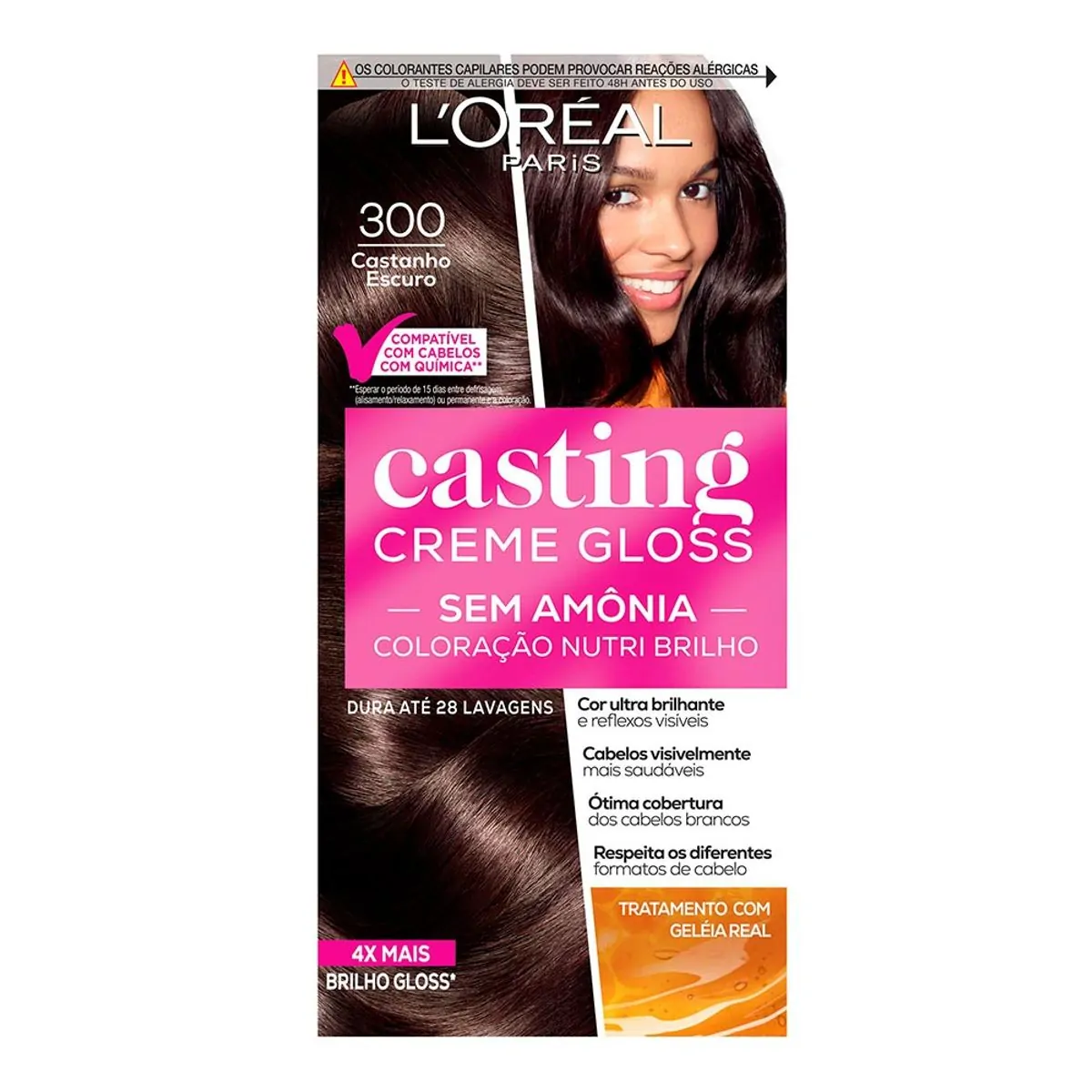 Tinta de Cabelo L’Oréal Paris Casting Creme Gloss 300 Castanho Escuro
