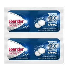 Analgésico e Antitérmico Sonridor Caf 500mg + 65mg 4 Comprimidos Efervescentes