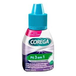 Fixador de Dentadura Corega Pó 3 em 1 Forte Fixação Sabor Menta 22g