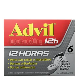 Analgésico e Anti-inflamatório Advil 12h 600mg 6 Comprimidos
