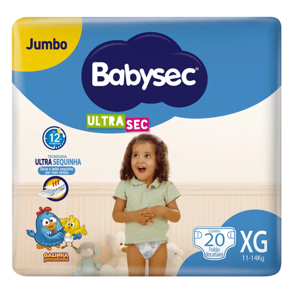 Fralda Babysec Ultrasec Galinha Pintadinha XG 20 Unidades