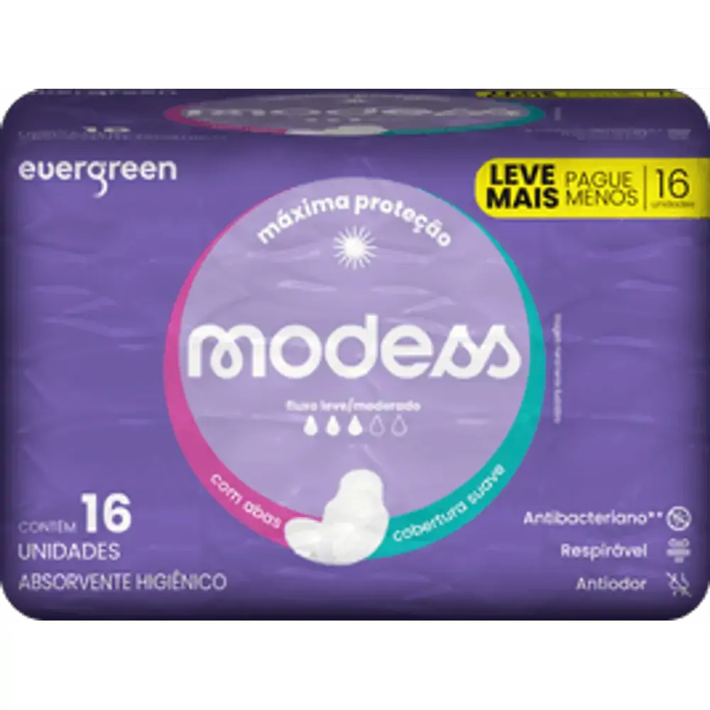 Absorvente Malha Suave C/abas Modess 16 Un
