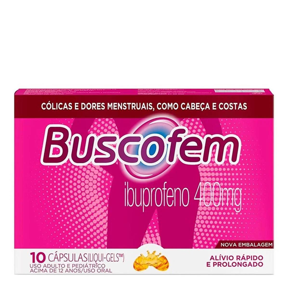 Analgésico, Anti-inflamatório e Antitérmico Buscofem 400mg 10 Cápsulas