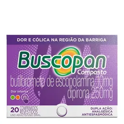 Analgésico e Antiespasmódico Buscopan Composto 10mg + 250mg 20 Comprimidos Revestido