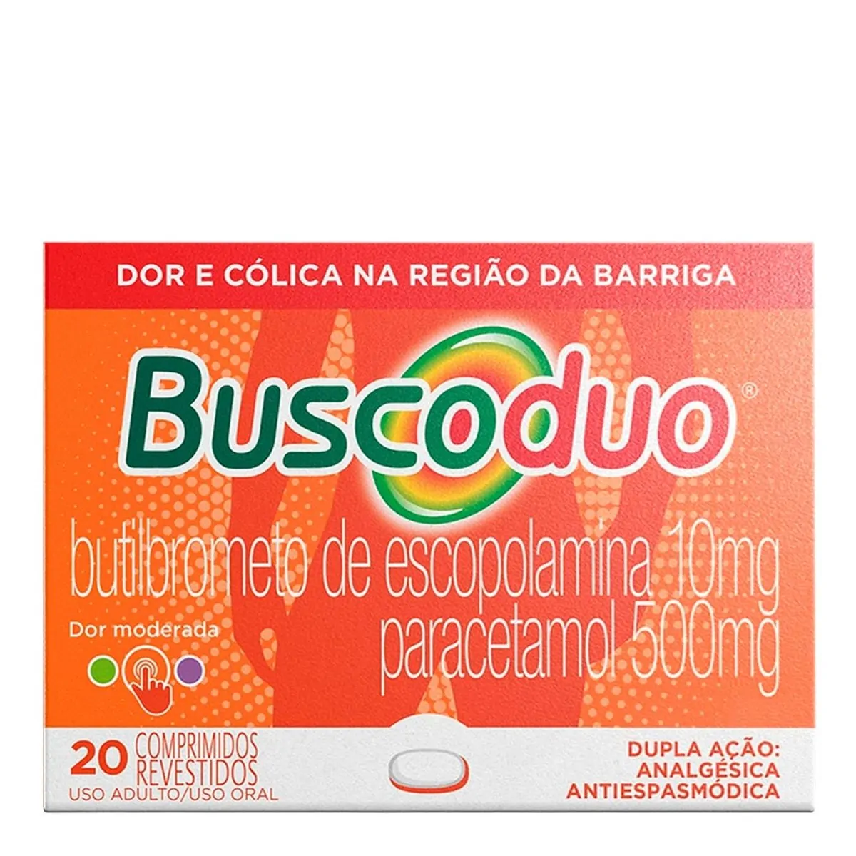 Analgésico e Antiespasmódico Buscoduo 10mg + 500mg Blíster 20 Comprimidos Revestidos