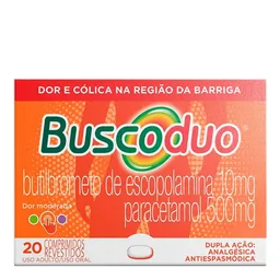 Analgésico e Antiespasmódico Buscoduo 10mg + 500mg Blíster 20 Comprimidos Revestidos