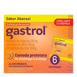 Antiácido Gastrol 37mg/g + 47mg/g + 35,6mg/g 5g 6 Envelopes Abacaxi