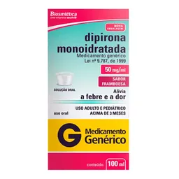 Analgésico e Antitérmico Dipirona Sódica 50mg/ml Genérico Biosintética 100ml