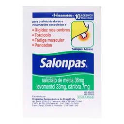 Analgésico e Anti-inflamatório Salonpas 144mg + 131mg + 28,4mg Adesivo Pequeno 10 Unidades