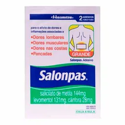Analgésico e Anti-inflamatório Salonpas 144mg + 131mg + 28,4mg Adesivo Grande 2 Unidades