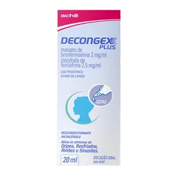 Descongestionante, Antialérgico e Antigripal Decongex Plus 2mg/ml + 2,5mg/ml 20ml