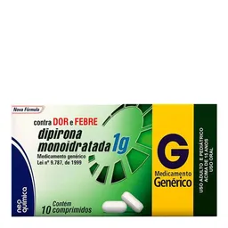 Analgésico e Antitérmico Dipirona Sódica 1g Genérico Neo Química 10 Comprimidos