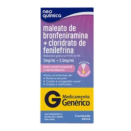 Descongestionante e Antialégico Maleato De Bronfeniramina 2mg/ml + Cloridrato De Fenilefrina 2,5mg/m