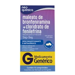 Descongestionante e Antialégico Maleato de Bronfeniramina 12mg + Cloridrato de Fenilefrina 15mg Gené