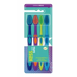 Escova de Dente Kess Basic Supra 4 Unidades Cores Sortidas