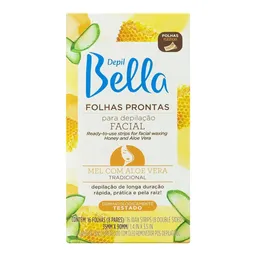 Folhas Para Depilação Facial Depil Bella Mel Com Aloe Vera Tradicional 16 Folhas