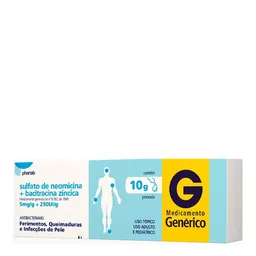 Antibacteriano Sulfato de Neomicina 5mg/g + Bacitracina 250UI/g Genérico Pharlab 10g