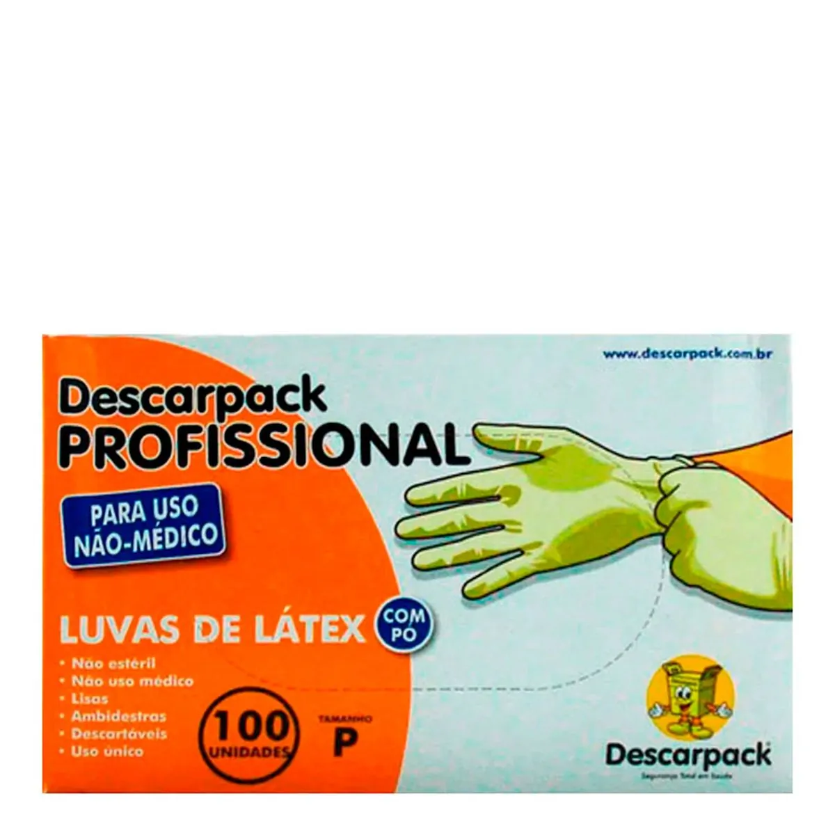 Luva de Latex Descarpack P com Pó 100 Unidades