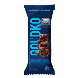 Barra de chocolate 70% cacau zero adição de açúcares 20g