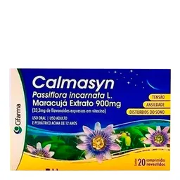 Calmante e Fitoterápico Calmasyn 900mg 20 Comprimidos Revestidos