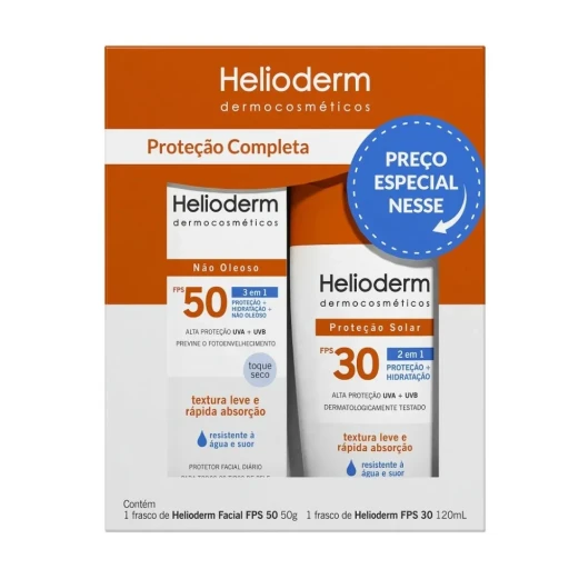 Kit Protetor Solar Facial e Corporal Helioderm FPS 50/30 50g e 120mL