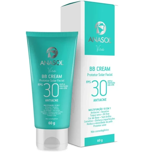 Protetor Solar BB Cream Facial Antiacne FPS 30 Anasol Viso 60g