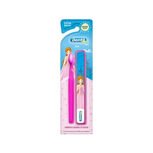 Escova Dental Dentil Kids com Estojo Rosa
