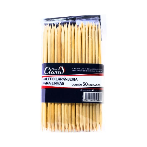 Palitos Para Manicure com Ponta Dupla em Madeira Santa Clara 50un