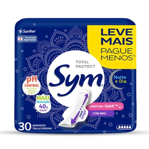 Absorvente Sym Noite e Dia Suave com Abas - 30 Unidades