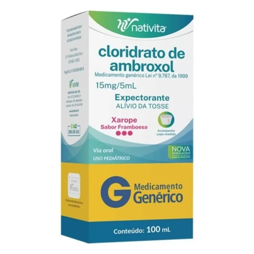 Cloridrato de Ambroxol 15 mg/5ml Xarope Infantil 100 ml - Nativita