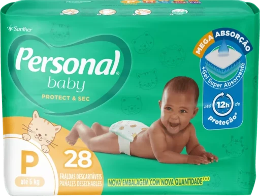 Fralda Descartável Personal Baby Protect Sec Tamanho P Pacote 28 Unidades