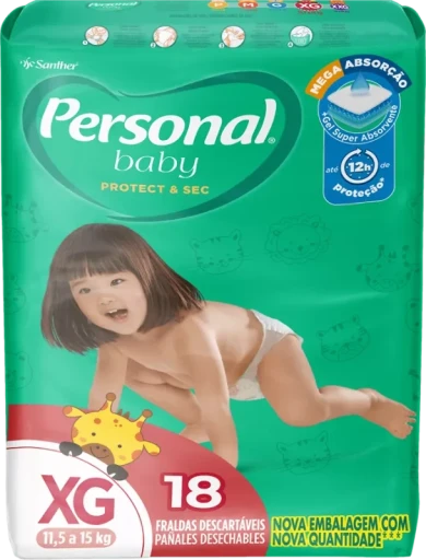 Fralda Descartável Personal Baby Protect e Sec XG Pacote 18 Unidades