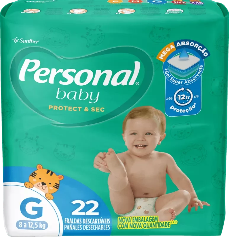 Fralda Descartável Personal Baby Protect Sec Tamanho G 22 Unidades