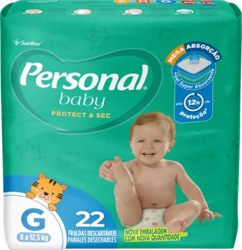 Fralda Descartável Personal Baby Protect Sec Tamanho G 22 Unidades