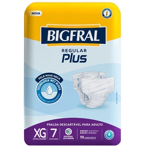 Fralda Geriátrica Bigfral Regular Plus XG Pacote 7 Unidades