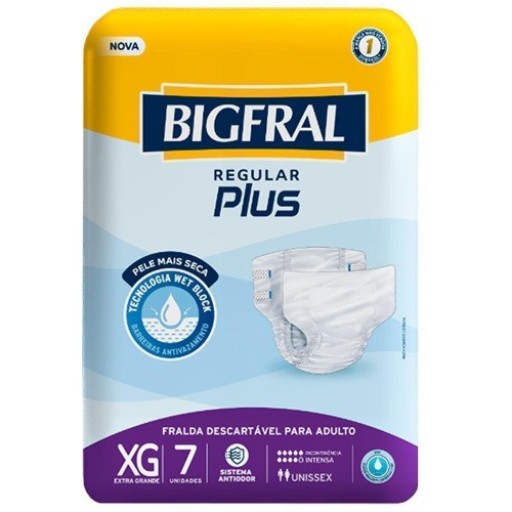 Fralda Geriátrica Bigfral Regular Plus XG Pacote 7 Unidades