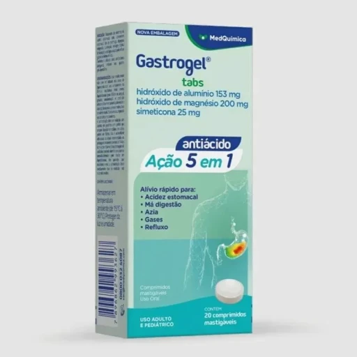 Gastrogel Tabs Menta 153mg + 200mg + 25mg 20 Comprimidos Mastigáveis