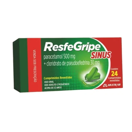 Resfegripe Sinus 500mg + 30mg com 24 Comprimidos Revestidos Multilab
