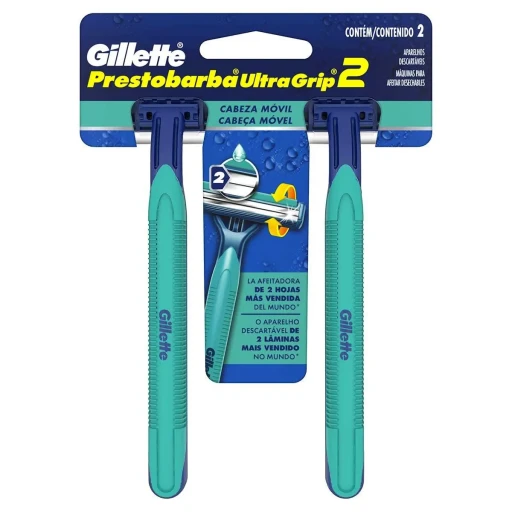 Gillette Prestobarba UltraGrip 2 Aparelho de Barbear Descartável com Cabeça Móvel